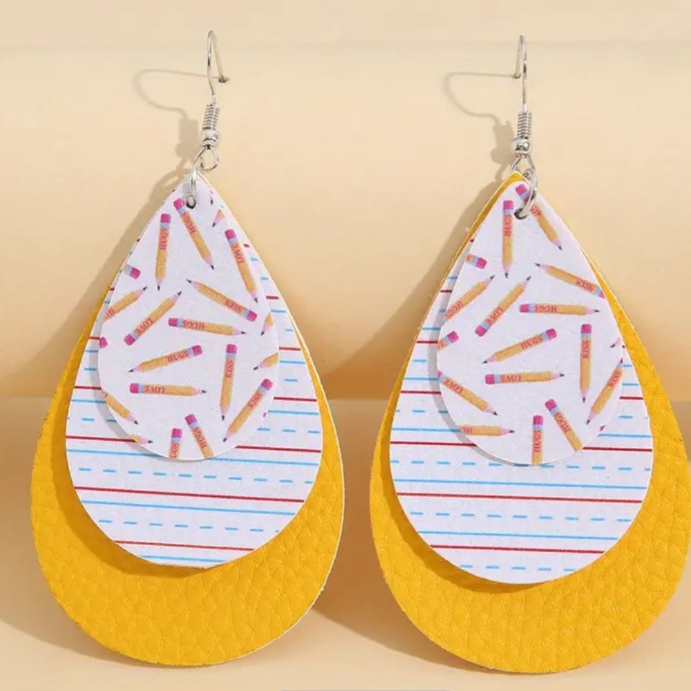 School Teacher Earrings | Yellow dangle earrings